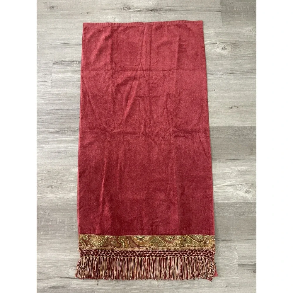 Vintage Avanti Bohemian‎ Paisley Red Bath Towel Elegant Embellished Trim New